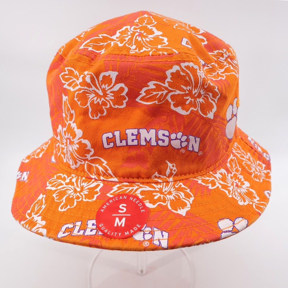 NEW Reyn Spooner Clemson University Floral Bucket Hat Orange N/A Unisex S/M